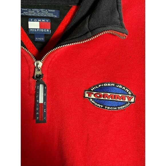 Vintage Tommy Hilfiger Jeans Quarter Zip Pullover Sweater - Picture 2 of 5